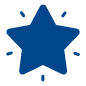 Blue five-point star badge icon with small spark marks around it (used as a rating/bavorite symbol)