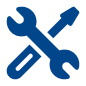 Settings icon with a wrench and screwdriver crossed together to symbolize configuration or maintenance.